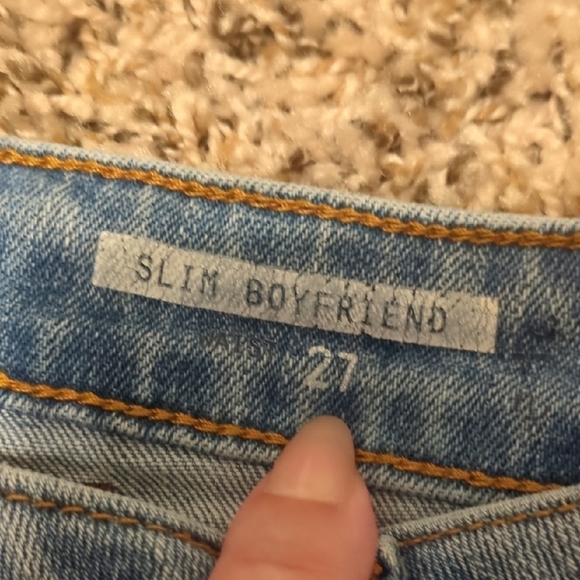 Espirit edc denim & dry goods light blue floral embroidered slim boyfriend jeans - Picture 2 of 12